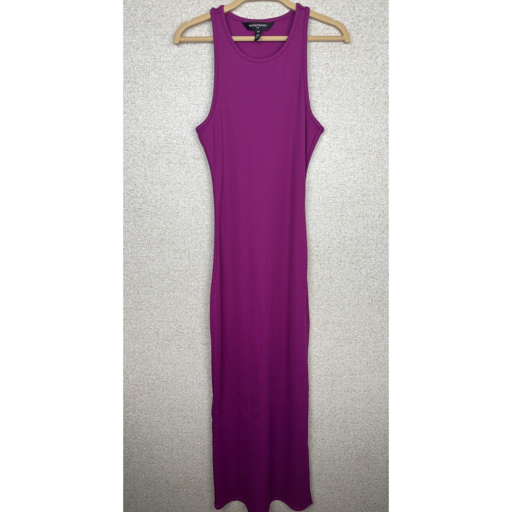 White House Black Market Magenta Ribbed Racerback Maxi Dress WHBM FORME XS